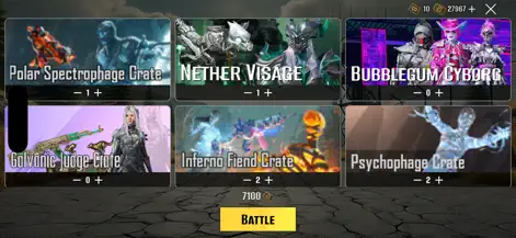 Crate selection screen