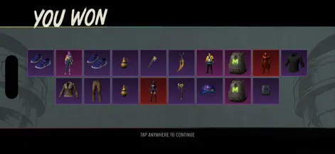 Victory screen with collected virtual items